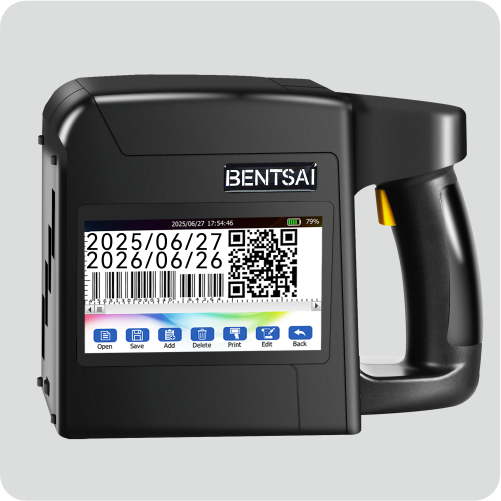 Imprimante jet d'encre portable Bentsai B80 (4 pouces, 92 mm) – Marquage par code QR grand format pour boîtes extérieures en bois