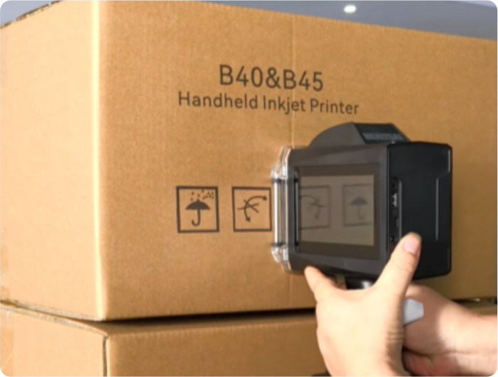 Bentsai B40 bläckstråleskrivare app för utskrift av kartonglogotyper