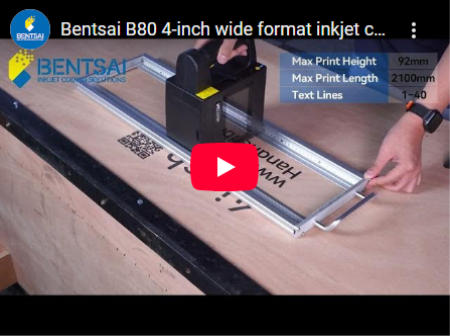 Bentsai B80 4-inch wide format inkjet coding printer printing on Wooden Boxes
