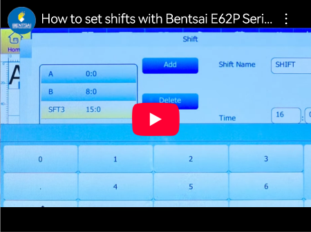 Como configurar turnos com a impressora industrial em linha Bentsai série E62P