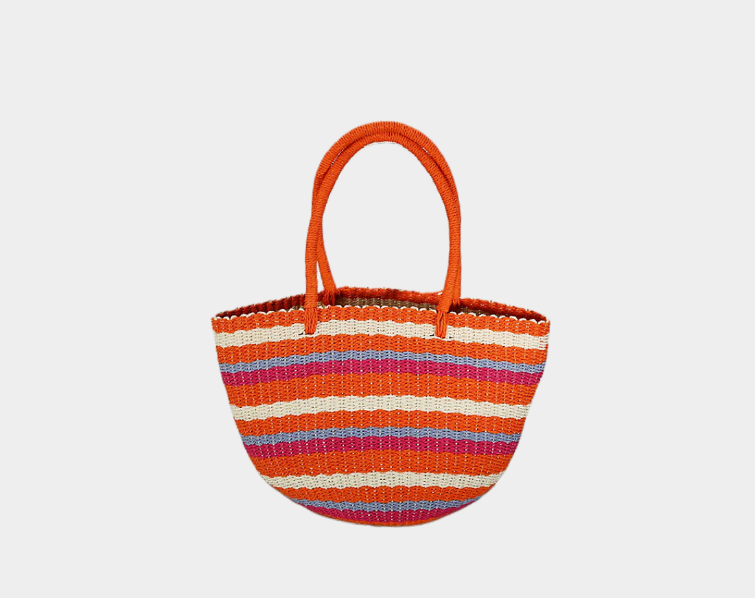 Multicolor Hand Braided Paper Shopper Bag