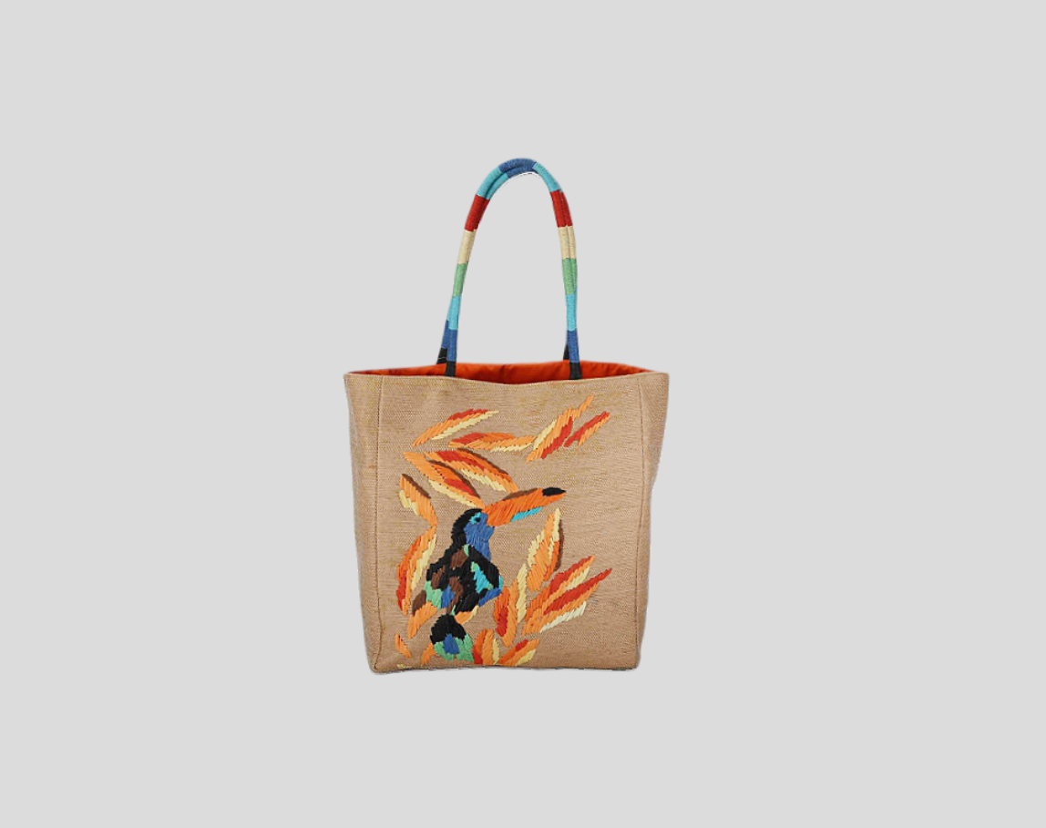 Machine Knitting Paper Handbag With Hand Embroidery