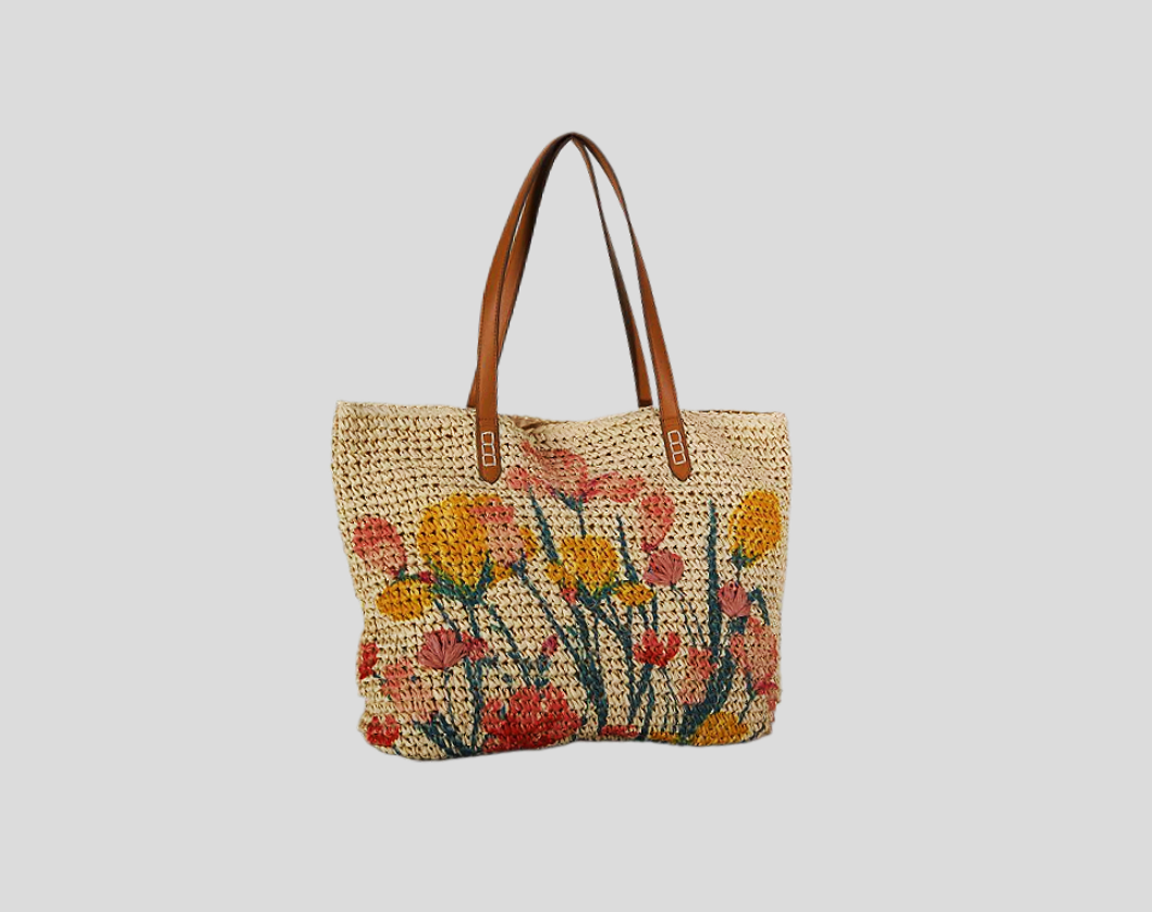 Crochet Paper Beach Bag With Colorful Printing