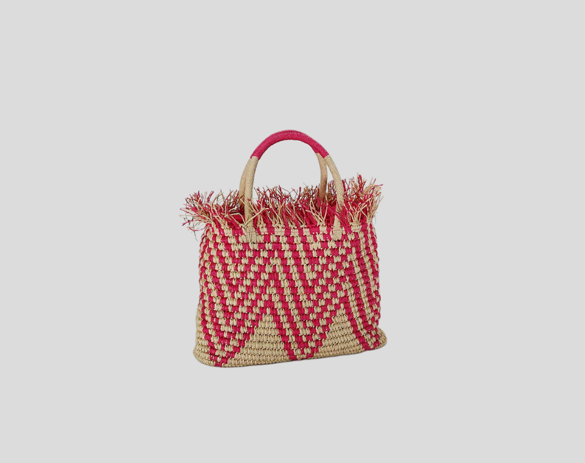 Colorful Crochet Paper Bag With Zig-zag Pattern