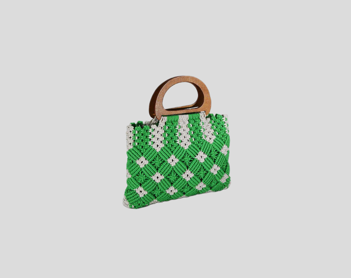 Hollow Braided Cotton Rope Bag With Pattern