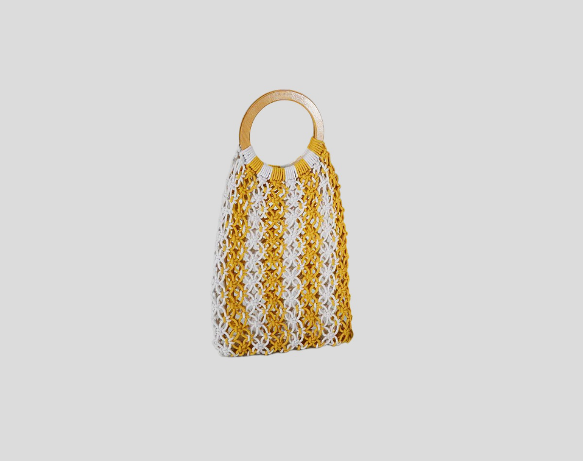 Hollow Braided Cotton Rope Bag With Pattern