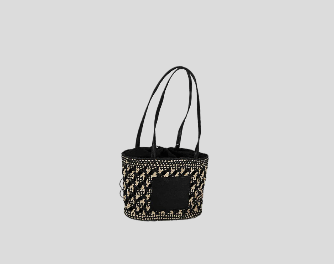 Hollow Hand Braided Paper Bag With PU Pocket