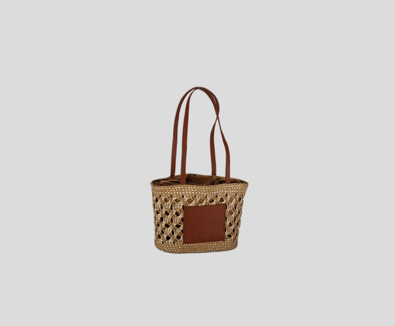 Hollow Hand Braided Paper Bag With PU Pocket