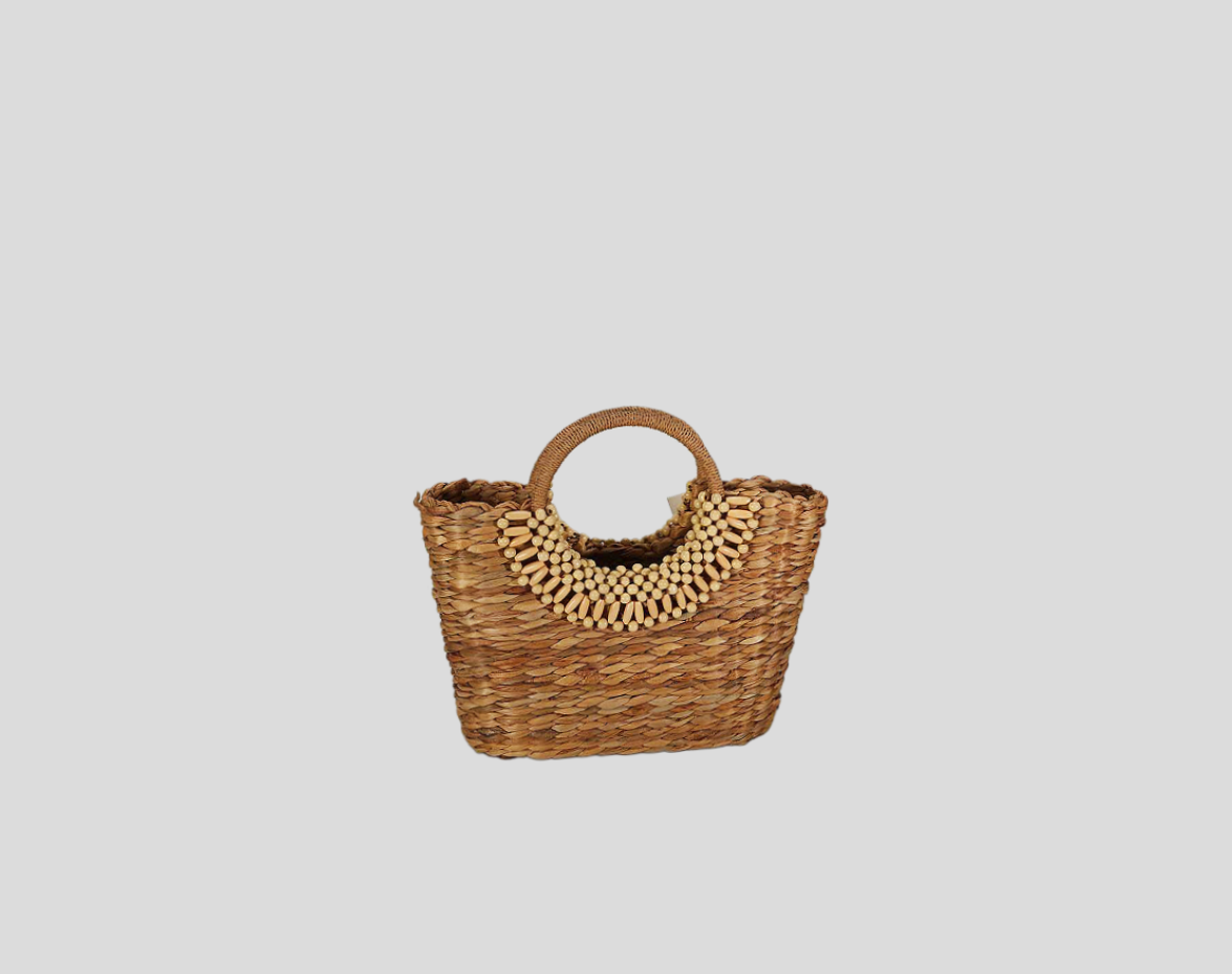 Natural Gourd Grass Braided Bag With Beads