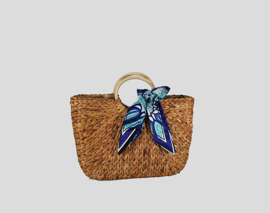 Natural Gourd Grass Braided Bag With Beads