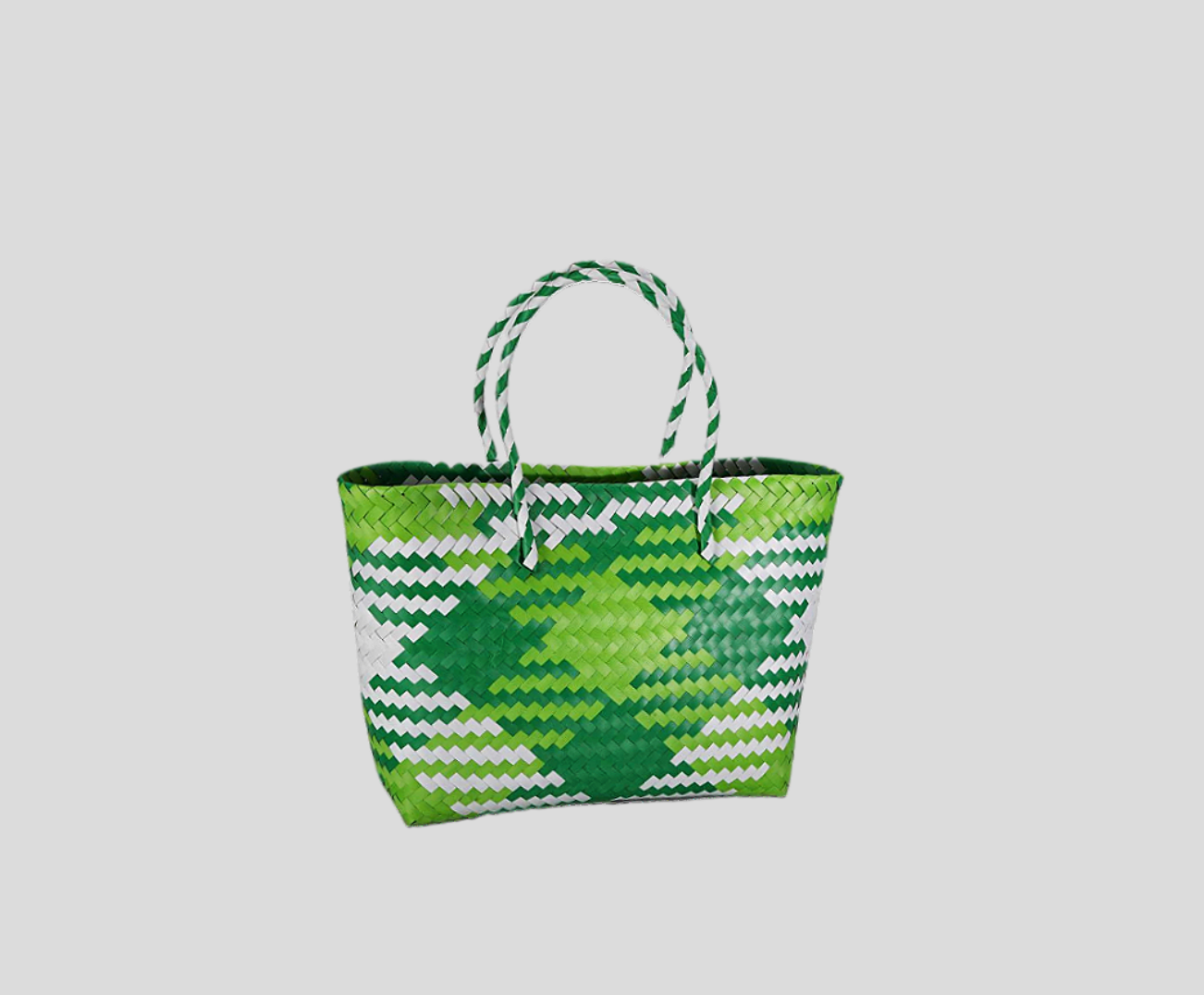 Multicolor Diamond Block Hand Braided Plastic Basket