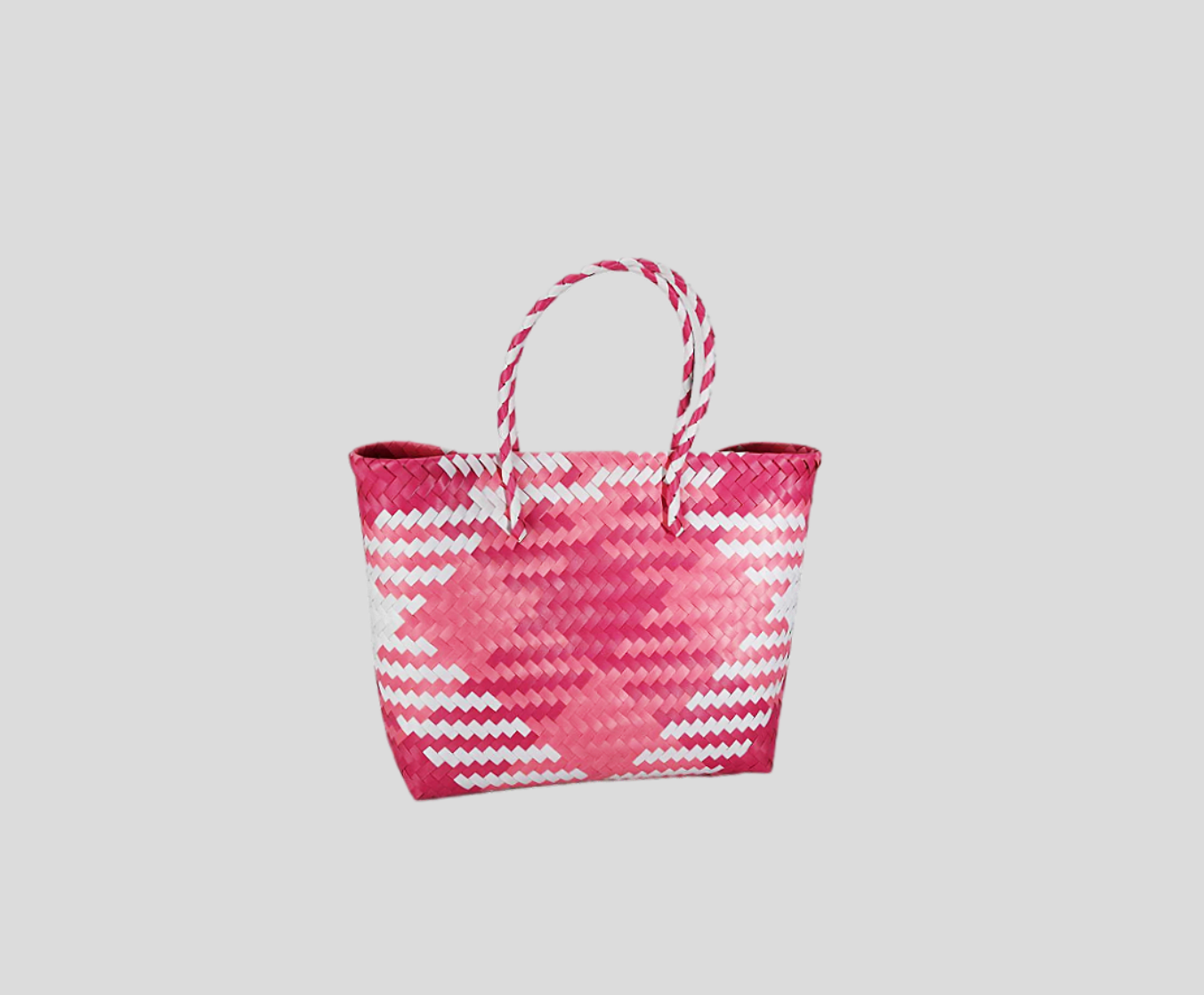 Multicolor Diamond Block Hand Braided Plastic Basket