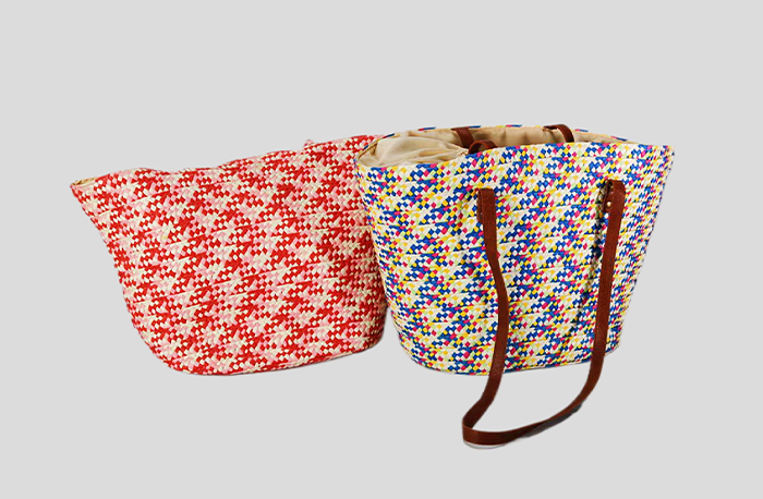 Colorful Paper Braid Stitching Bag