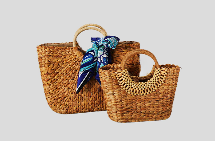 Natural Gourd Grass Braided Bag With Beads