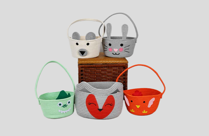 Cotton Rope Woven Storage Basket In Animal-Shaped