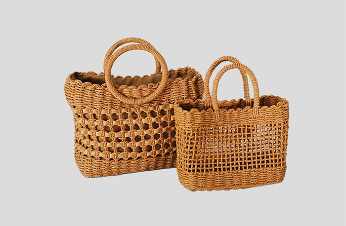 Hollow Braided Paper Basket With Wrapping Handles