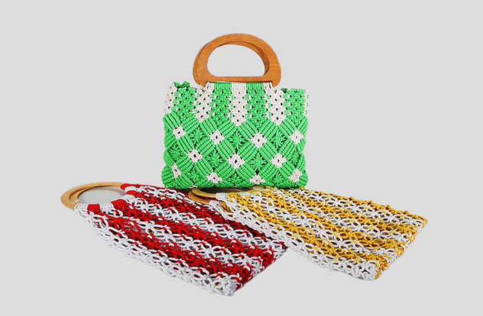 Hollow Braided Cotton Rope Bag With Pattern