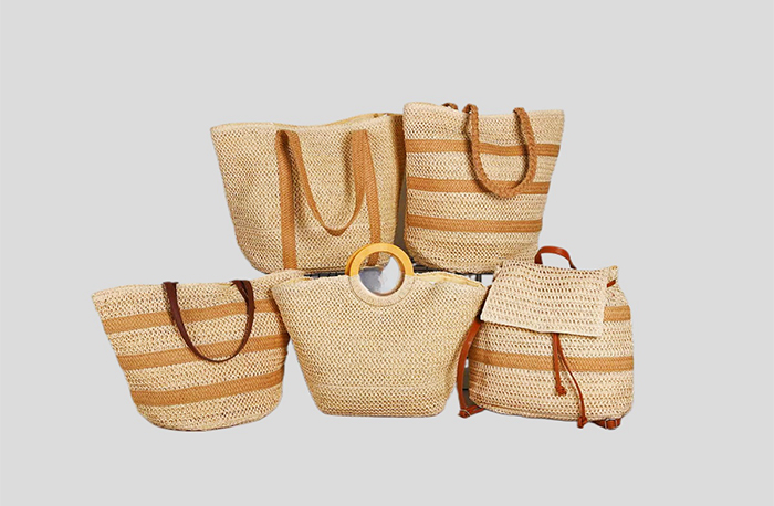 Machine Knitting Paper Handbag With Stripes