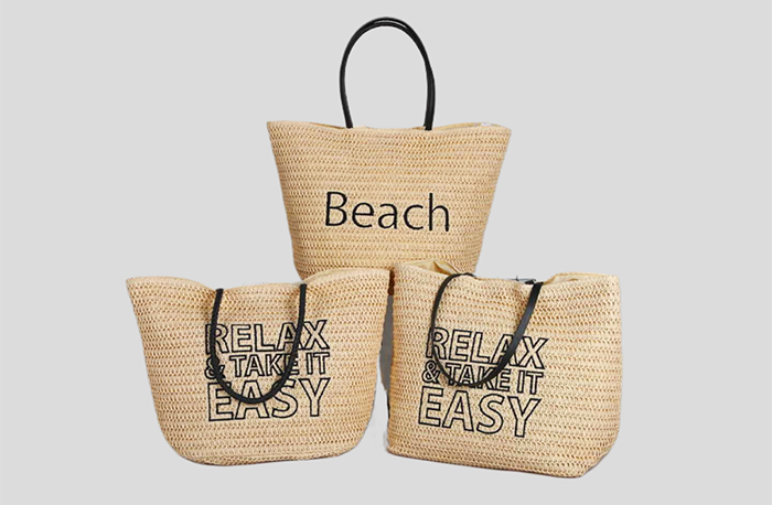 Knitting Paper Beach Bag With Machine Embroidery