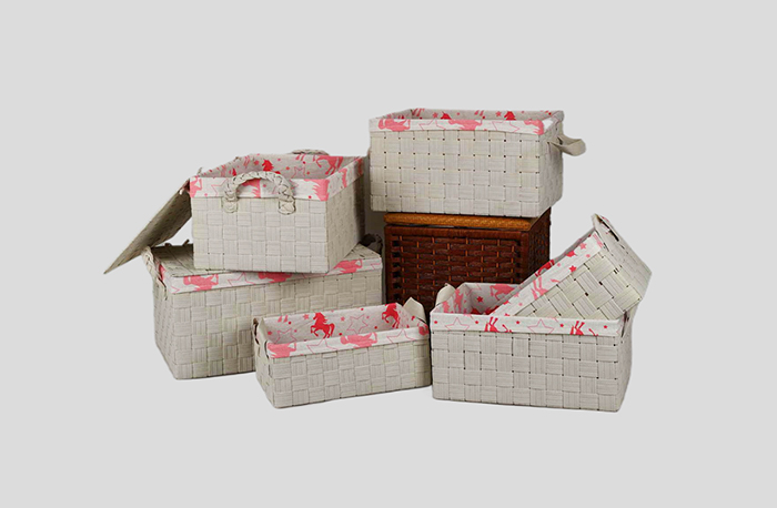 Grey Rectangular Storage Basket With PP Material