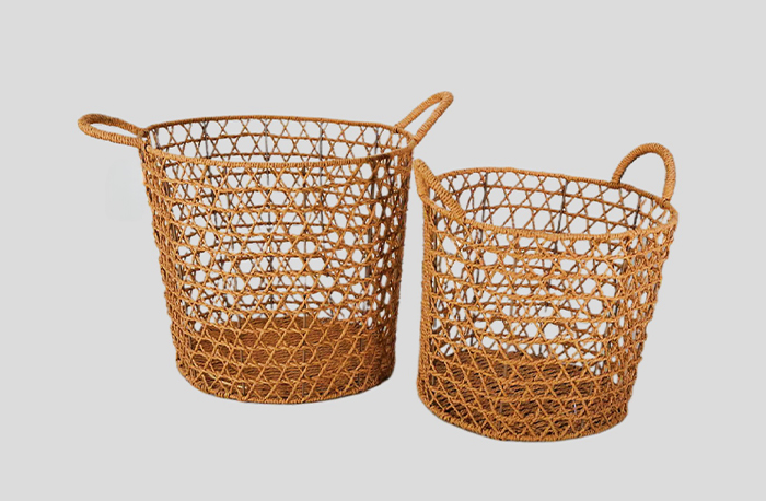 Hollow Paper Braid Bucket Storage Basket