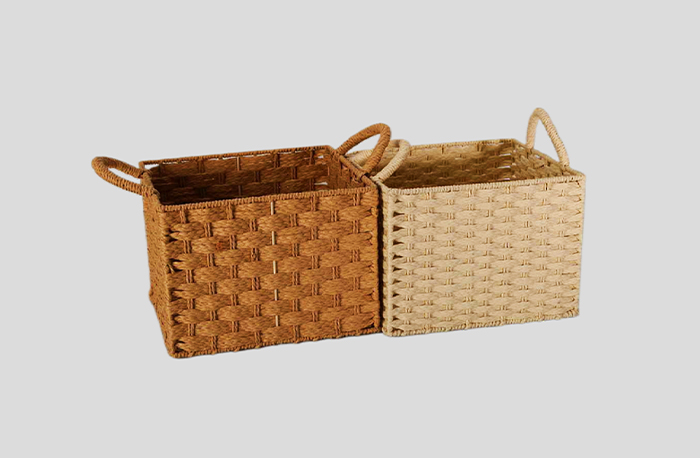 Rectangular Wide Paper Braid Storage Basket