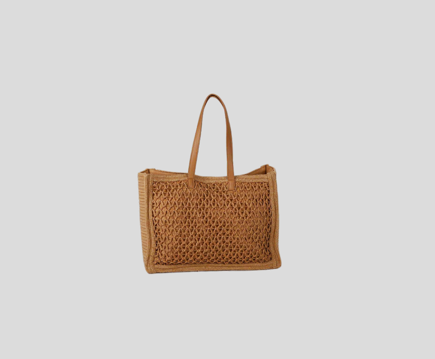 Hollow Patchwork Tote Bag With Straw Stitching Base