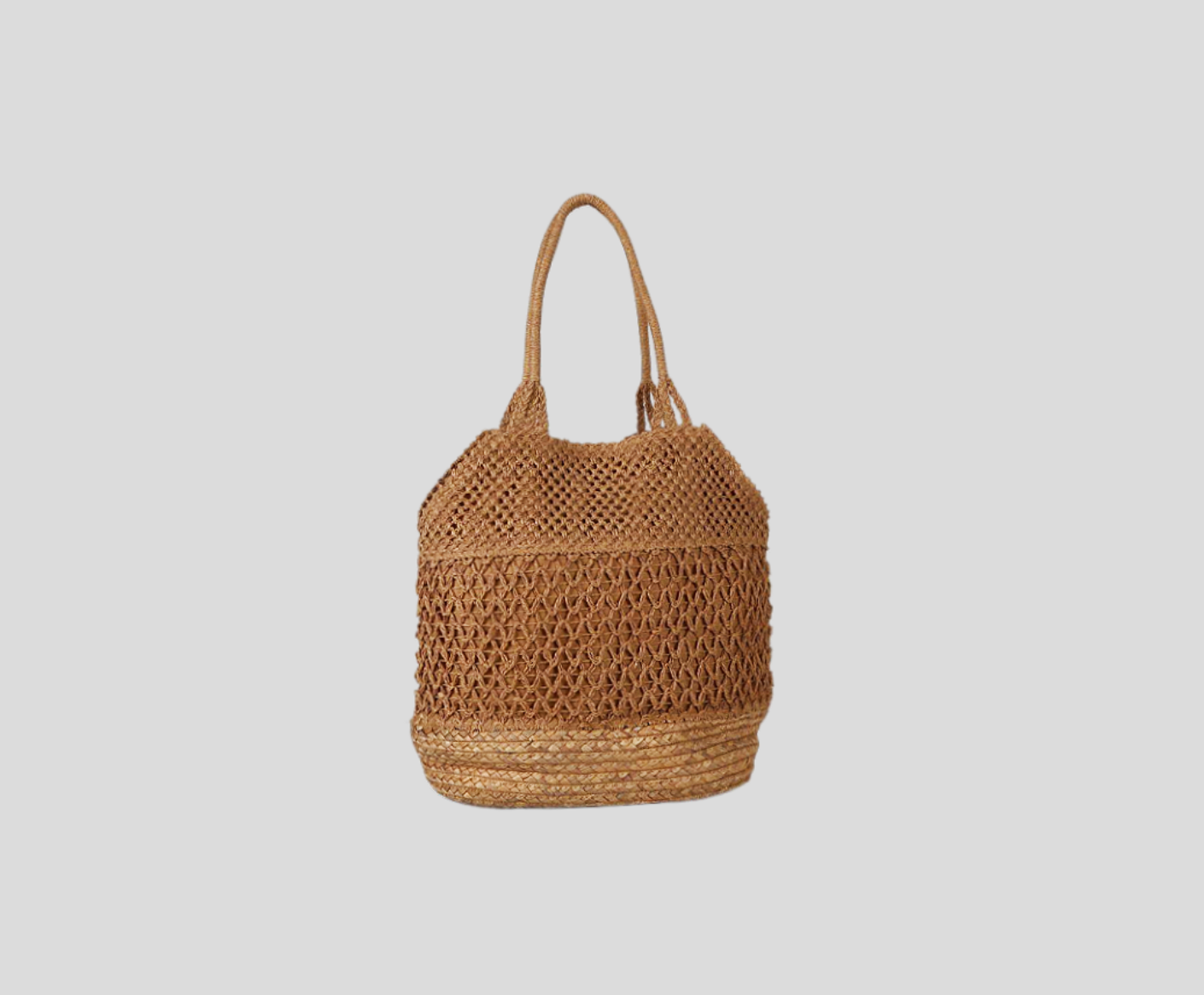 Hollow Patchwork Tote Bag With Straw Stitching Base