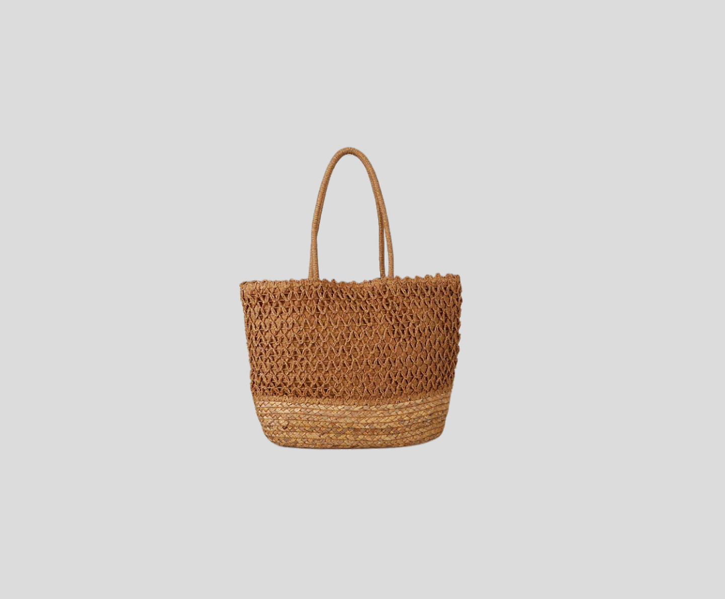 Hollow Patchwork Tote Bag With Straw Stitching Base