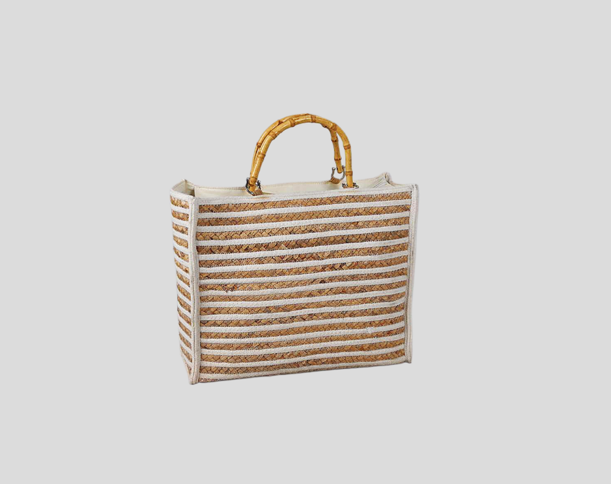 Natural Straw And Cotton Rope Stitched Handbag