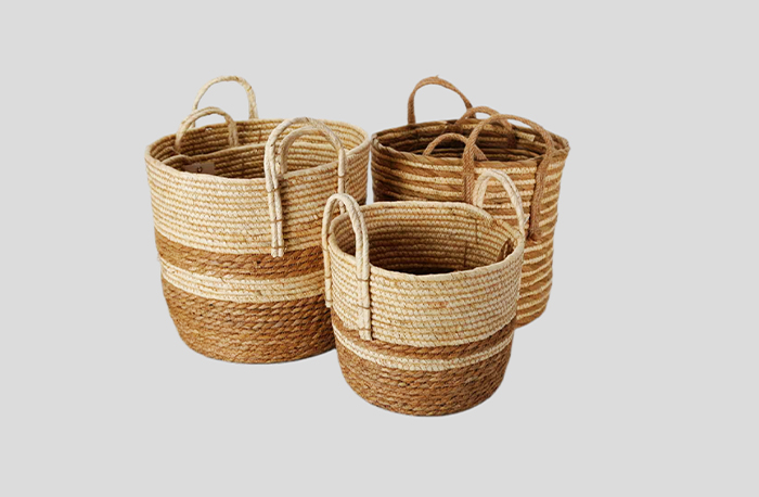 Round Storage Basket Made Of Gourd Grass And Corn Husks