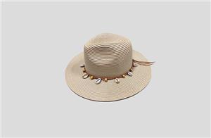 Natural Paper Braid Stitched Kids Hat With Shells