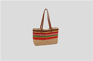 Crochet Colorful Stripe Raffia Bag With Embroidery