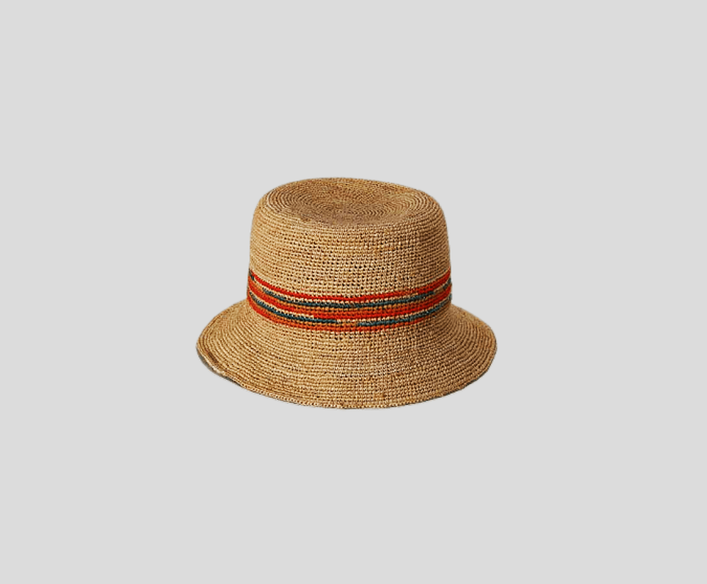 Crochet raffia summer hat with stripes