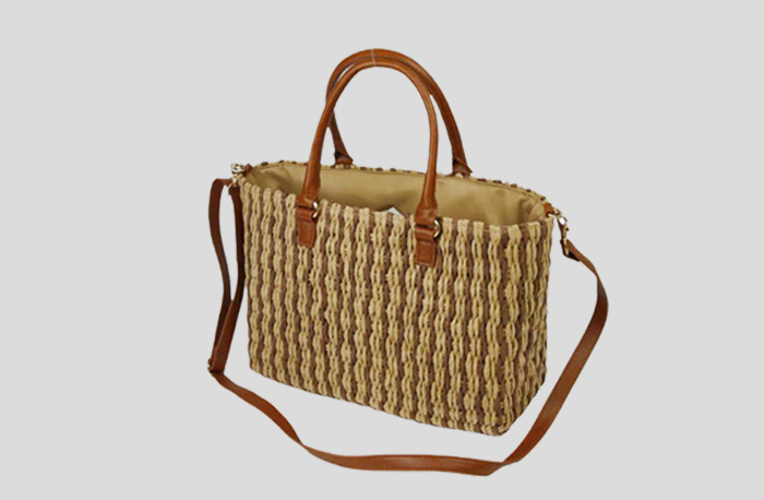 Eco-Friendly Hand Braided Paper Bag with Stripes