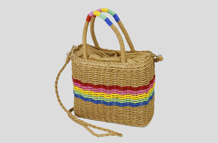 Eco-Friendly Hand Braided Paper Bag with Stripes