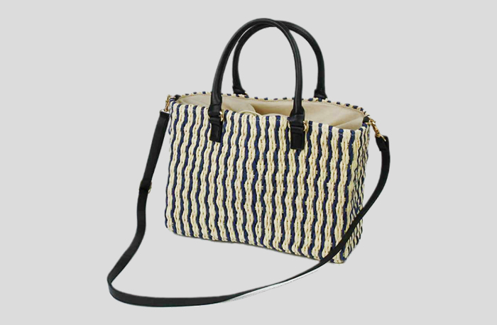 Eco-Friendly Hand Braided Paper Bag with Stripes