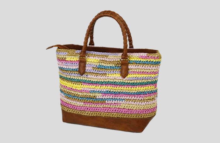 Multicolor Paper Crochet Striped Bags