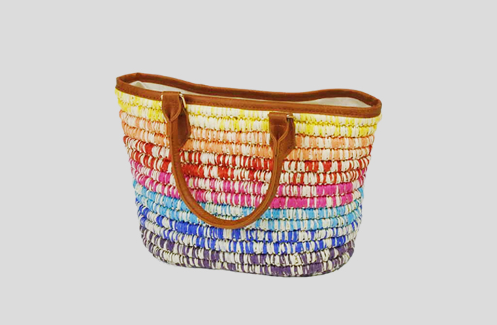 Multicolor Paper Crochet Striped Bags