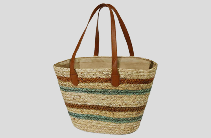 Dyed Natural Straw Tote Bag