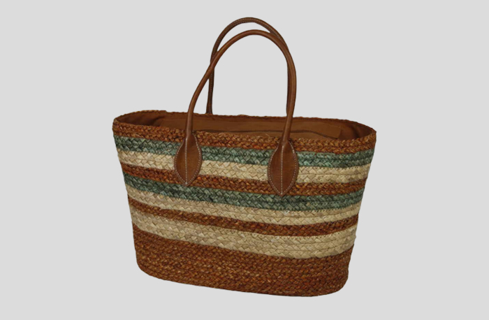 Dyed Natural Straw Tote Bag