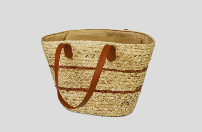 Dyed Natural Straw Tote Bag