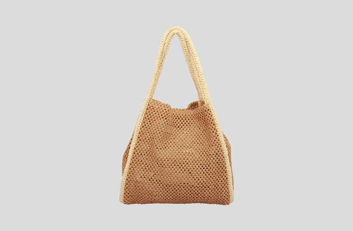 Eco-Friendly Brown Paper-Woven Beach Bag with Integrated Straps