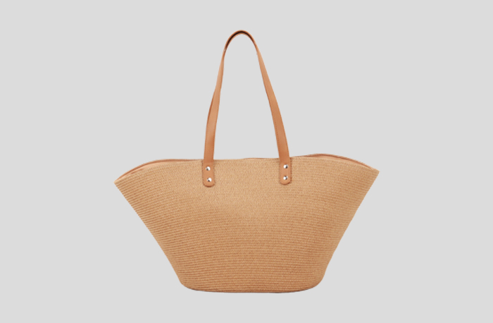 Charming Dumpling-Shaped Paper-Woven Beach Bag with PU Straps