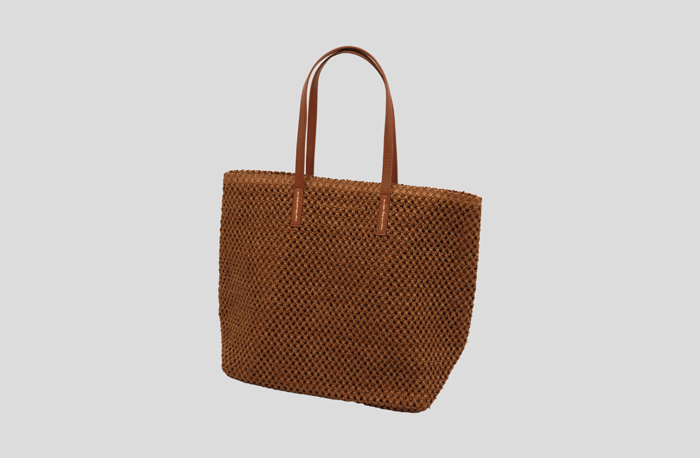 Machine-woven Paper Tote Bag with PU Leather Straps