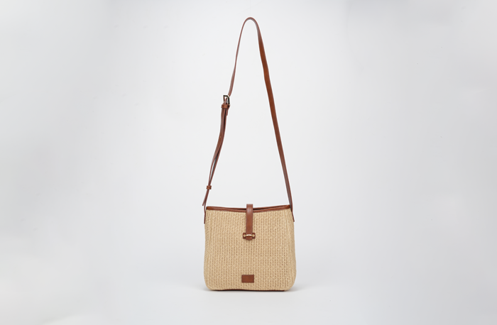 Cardamom-Colored PU Straw Shoulder Bag