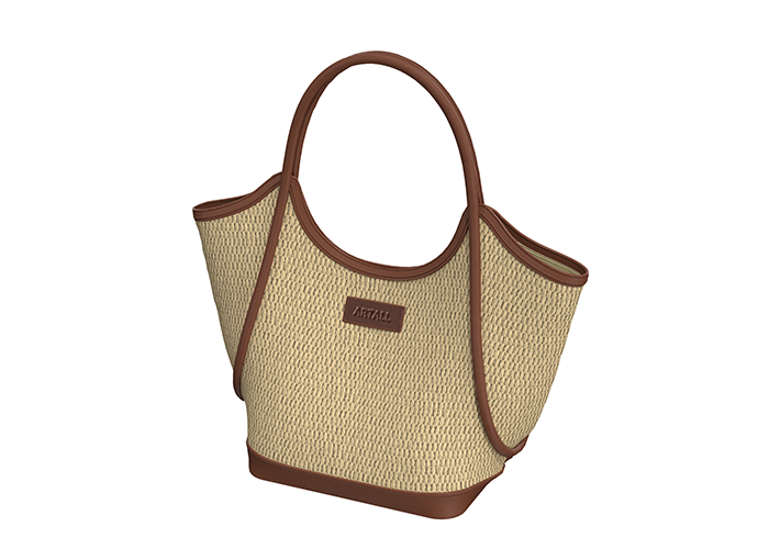 Elegant Crochet Straw Bag with PU Leather Accents for Daily Elegance