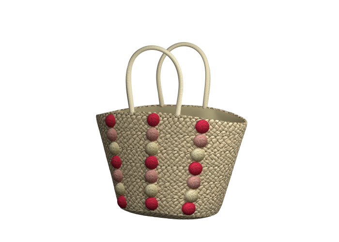 Stylish Straw Tote Bag with Bobble Crochet Accents for Versatile Use