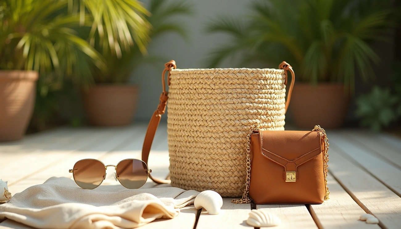 raffia-effect bags