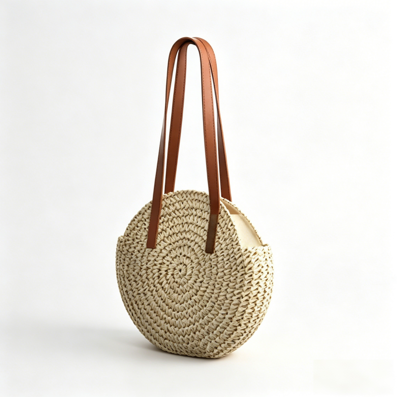 Round Crochet Handmade Summer Paper Tote Handbag